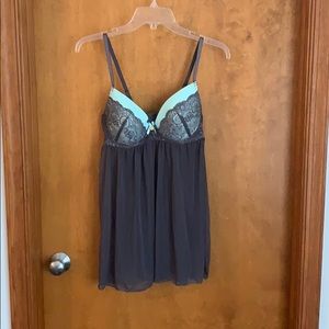 Gray and turquoise baby doll